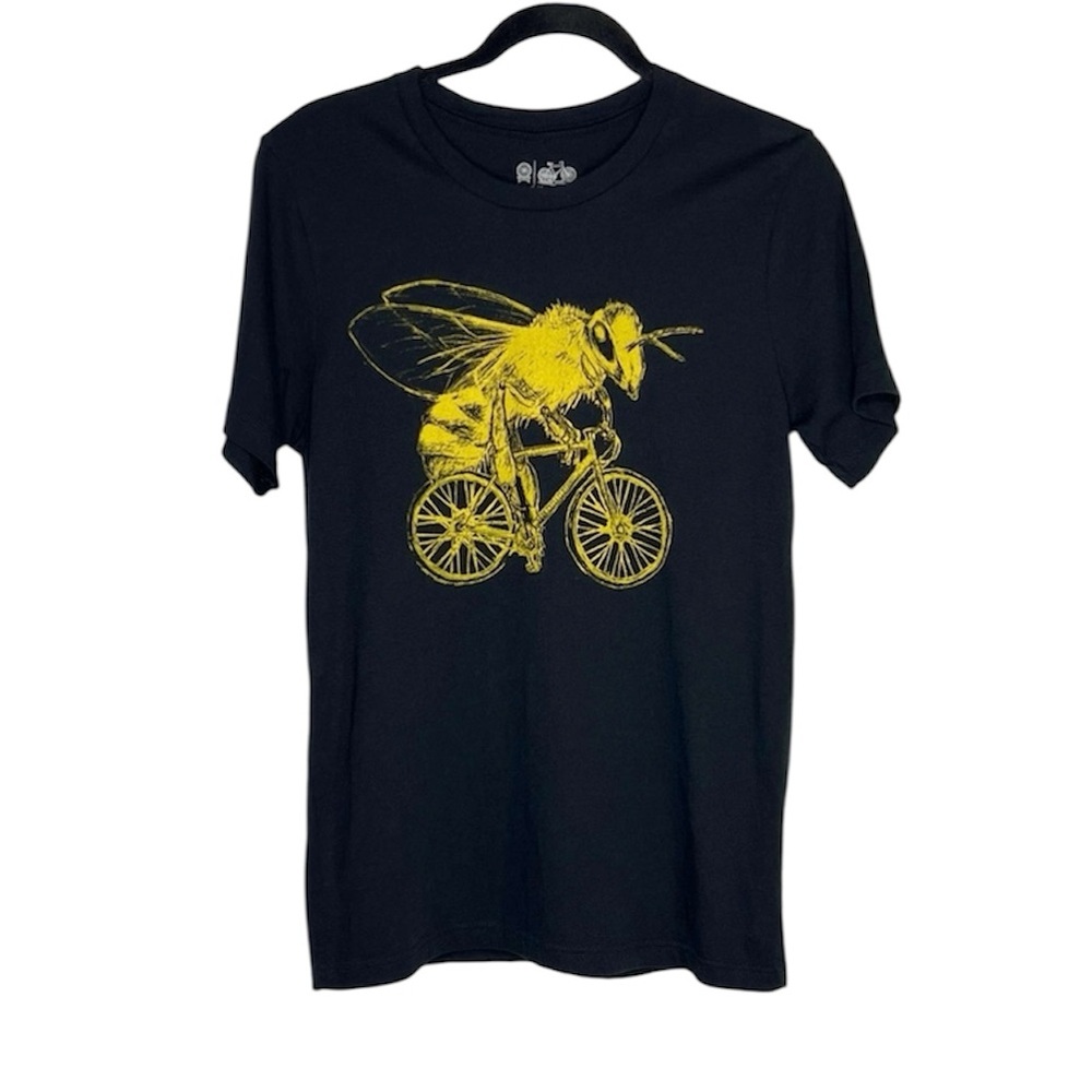DARK CYCLE Clothing Bee On A Bicycle Black and Yellow 100% Cotton Tee sz Medium